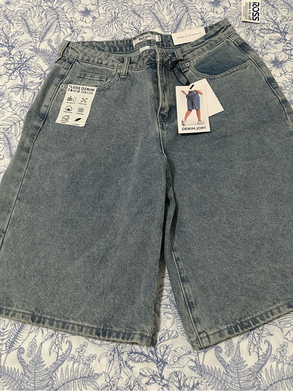 Denim Jort Washed Blue Denim Shorts With Butterfly